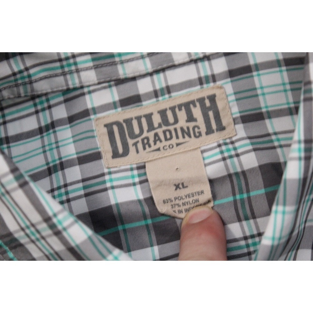 Duluth Trading Co Button Up Shirt Plaid Long Sleeve Wicking Pockets Mens Size XL - Picture 7 of 8